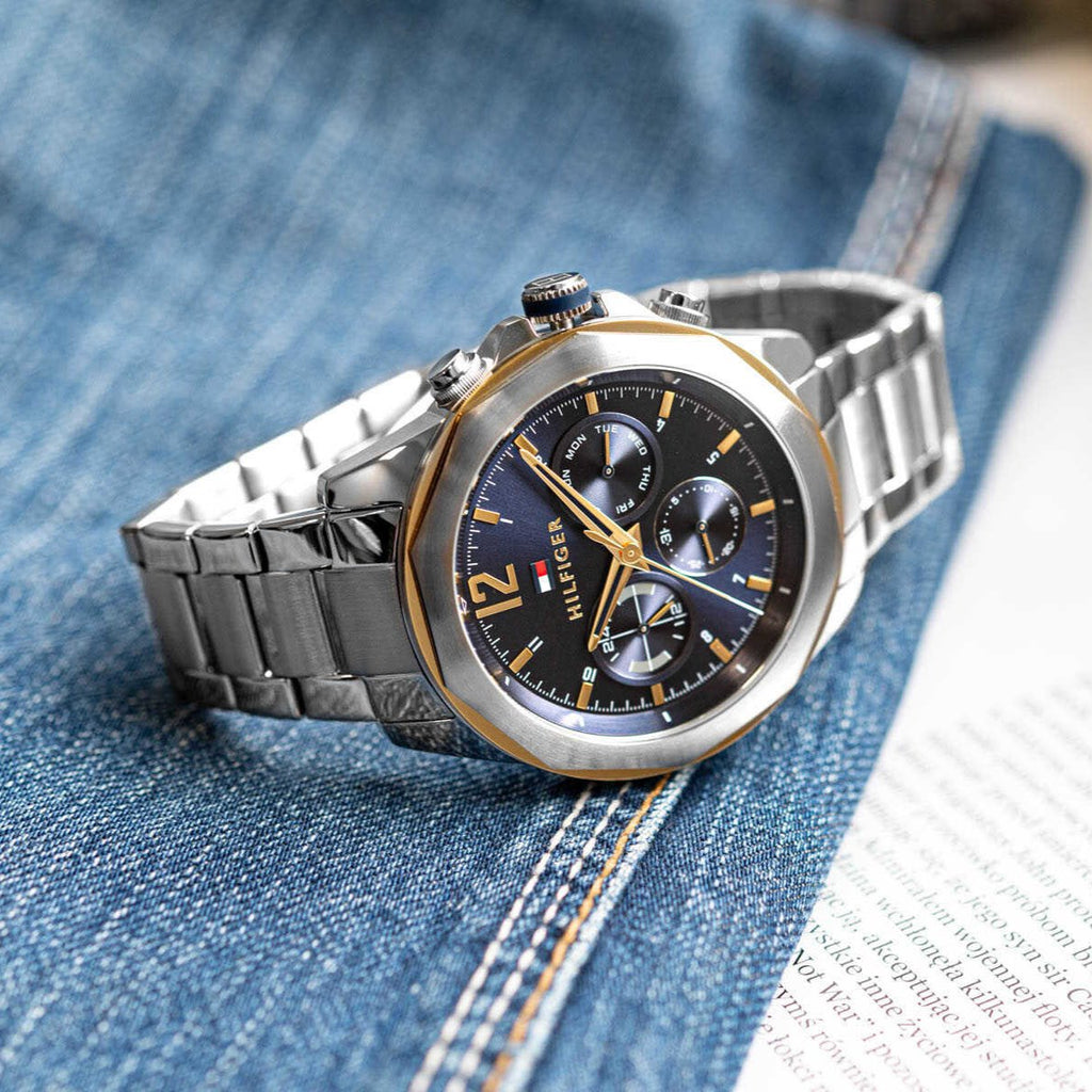 Tommy Hilfiger Lars Chronograph Blue Dial Silver Steel Strap Watch For Men - 1792059 Buy Now By Tommy Hilfiger