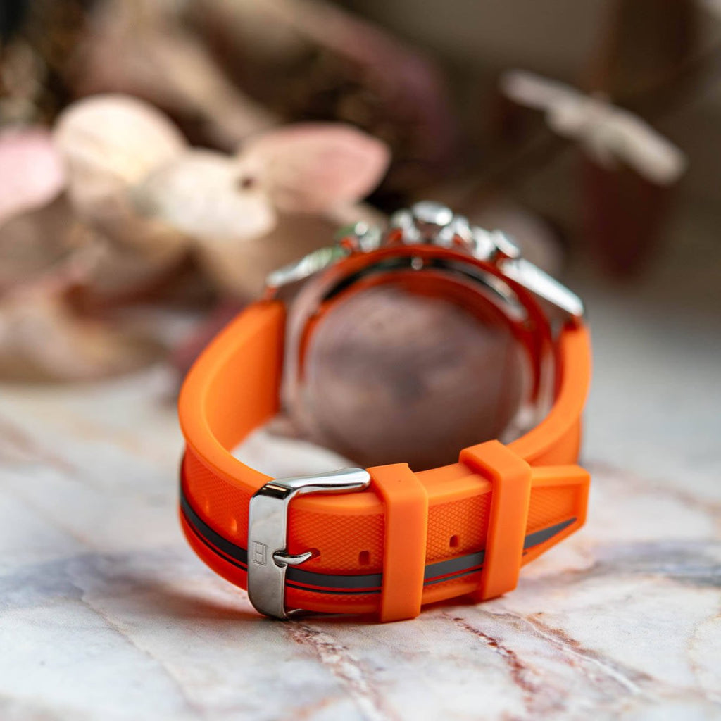 Tommy Hilfiger Clark Chronograph Grey Dial Orange Rubber Strap Watch For Men - 1792084 Buy Now By Tommy Hilfiger