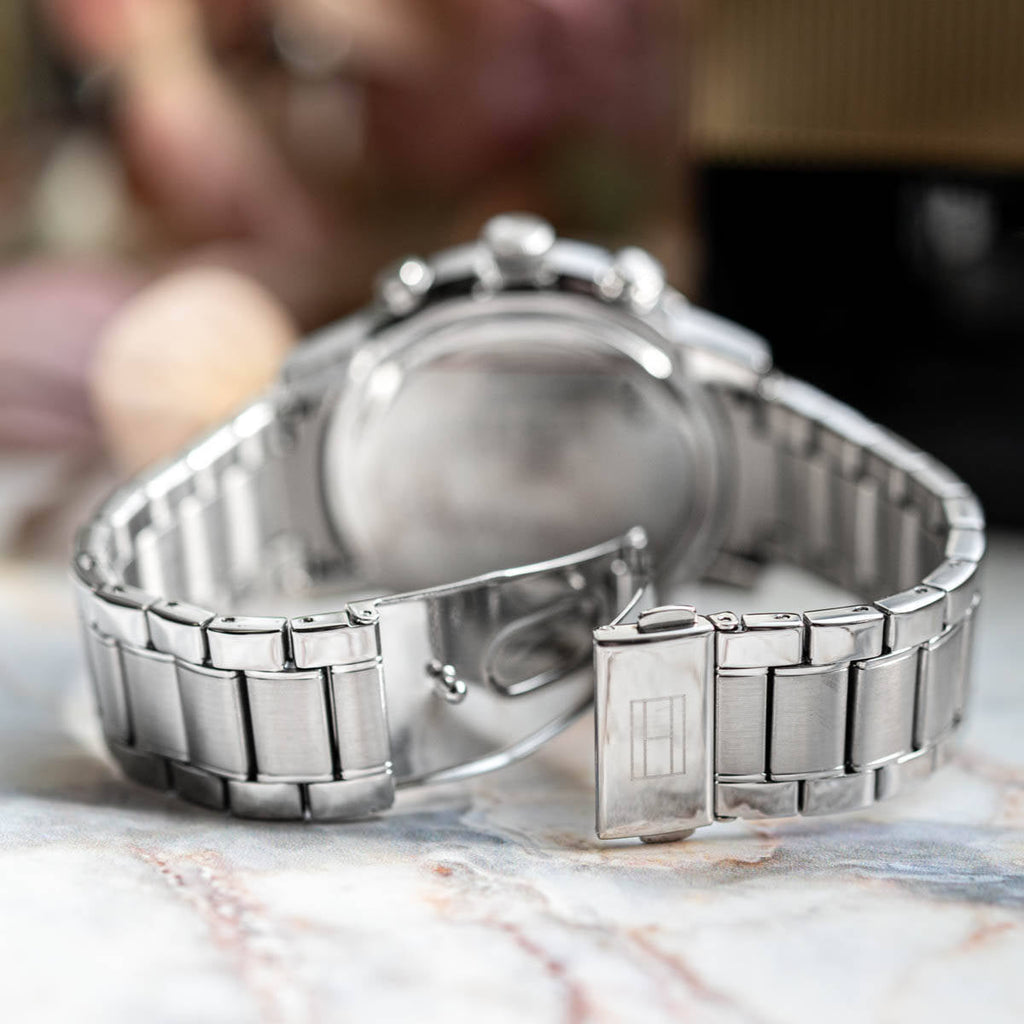 Tommy Hilfiger Troy Chronograph Blue Dial Silver Steel Strap Watch For Men - 1792104 Buy Now By Tommy Hilfiger