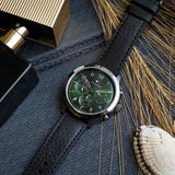 Tommy Hilfiger Asher Chronograph Green Dial Black Leather Strap Watch For Men - 1791856 Buy Now By Tommy Hilfiger