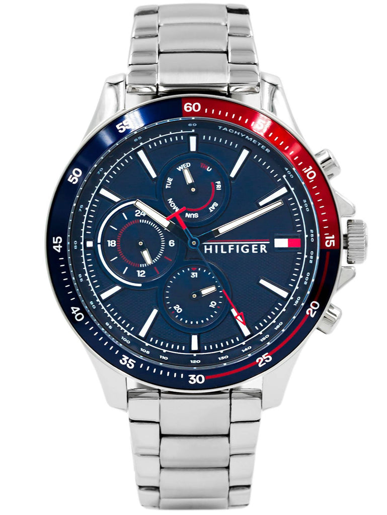 Tommy Hilfiger Bank Chronograph Blue Dial Silver Steel Strap Watch for Men - 1791718 Buy Now By Tommy Hilfiger