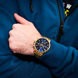 Tommy Hilfiger Daniel Chronograph Blue Dial Gold Steel Strap Watch for Men - 1710384 Buy Now By Tommy Hilfiger