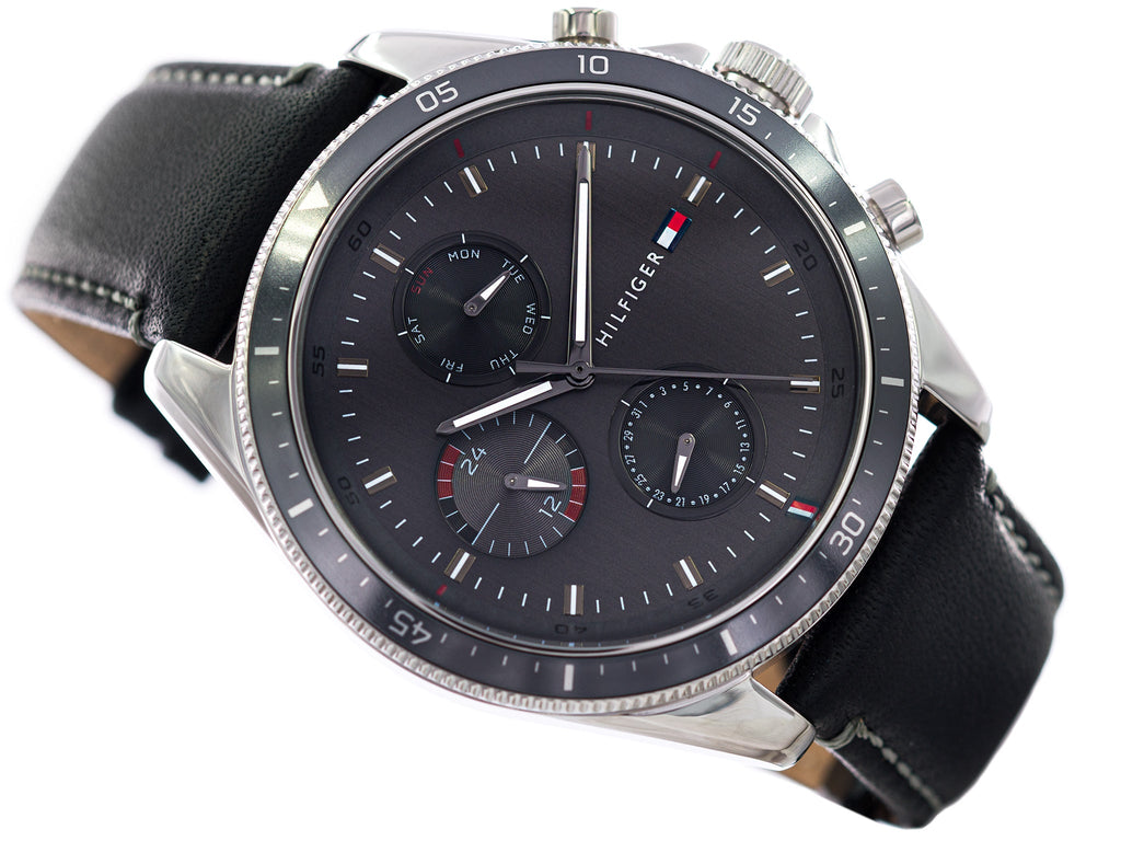 Tommy Hilfiger Parker Chronograph Quartz Grey Dial Black Leather Strap Watch For Men - 1791838 Buy Now By Tommy Hilfiger