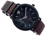 Versace V-Circle Manifesto Black Dial Maroon Leather Strap Watch for Men - VBQ040017 Buy Now By Versace