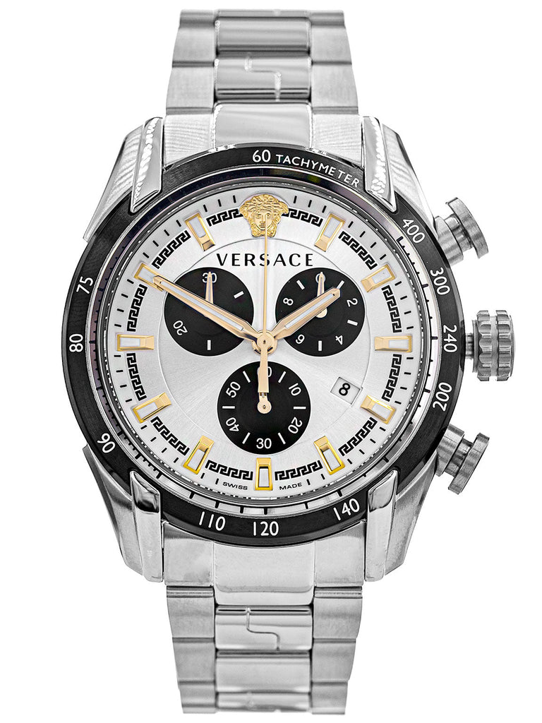 Versace V-Ray Chronograph Quartz Silver Dial Silver Steel Strap Watch For Men - VE2I00321 Buy Now By Versace