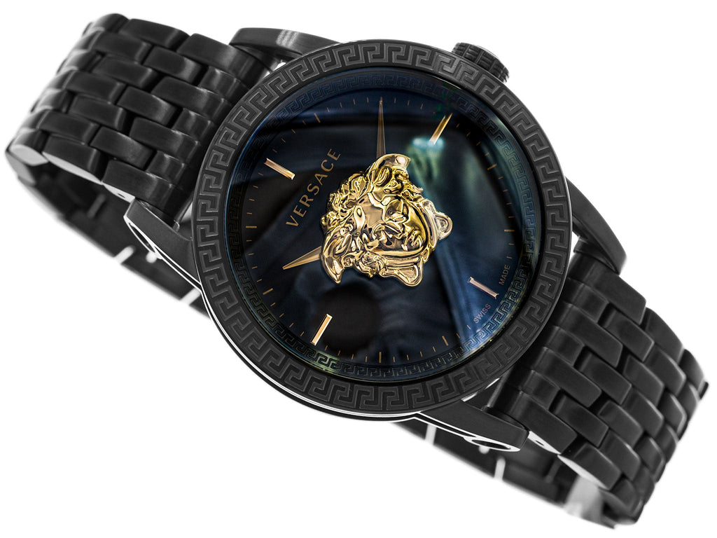 Versace Palazzo Empire Black Dial Black Steel Strap Watch for Men - VERD00518 Buy Now By Versace