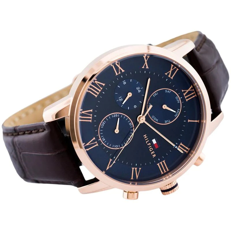 Tommy Hilfiger Kane Chronograph Blue Dial Brown Leather Strap Watch for Men - 1791399 Buy Now By Tommy Hilfiger
