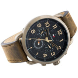 Tommy Hilfiger Briggs Chronograph Black Dial Brown Leather Strap Watch for Men - 1791425 Buy Now By Tommy Hilfiger