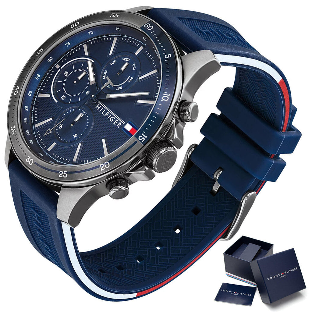 Tommy Hilfiger Bank Blue Dial Blue Rubber Strap Watch for Men - 1791721 Buy Now By Tommy Hilfiger