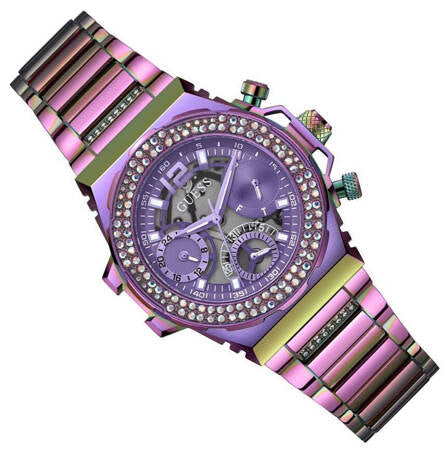 Guess Fusion Chronograph Purple Dial Purple Steel Strap Watch for Women - GW0552L4 Buy Now By Guess