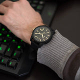 Armani Exchange Outerbanks Chronograph Black Dial Black Steel Strap Watch For Men - AX7105