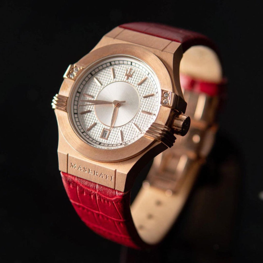 Maserati Potenza Silver Dial Red Leather Strap Watch For Women - R8851108501 Buy Now By Maserati