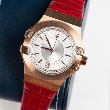 Maserati Potenza Silver Dial Red Leather Strap Watch For Women - R8851108501 Buy Now By Maserati