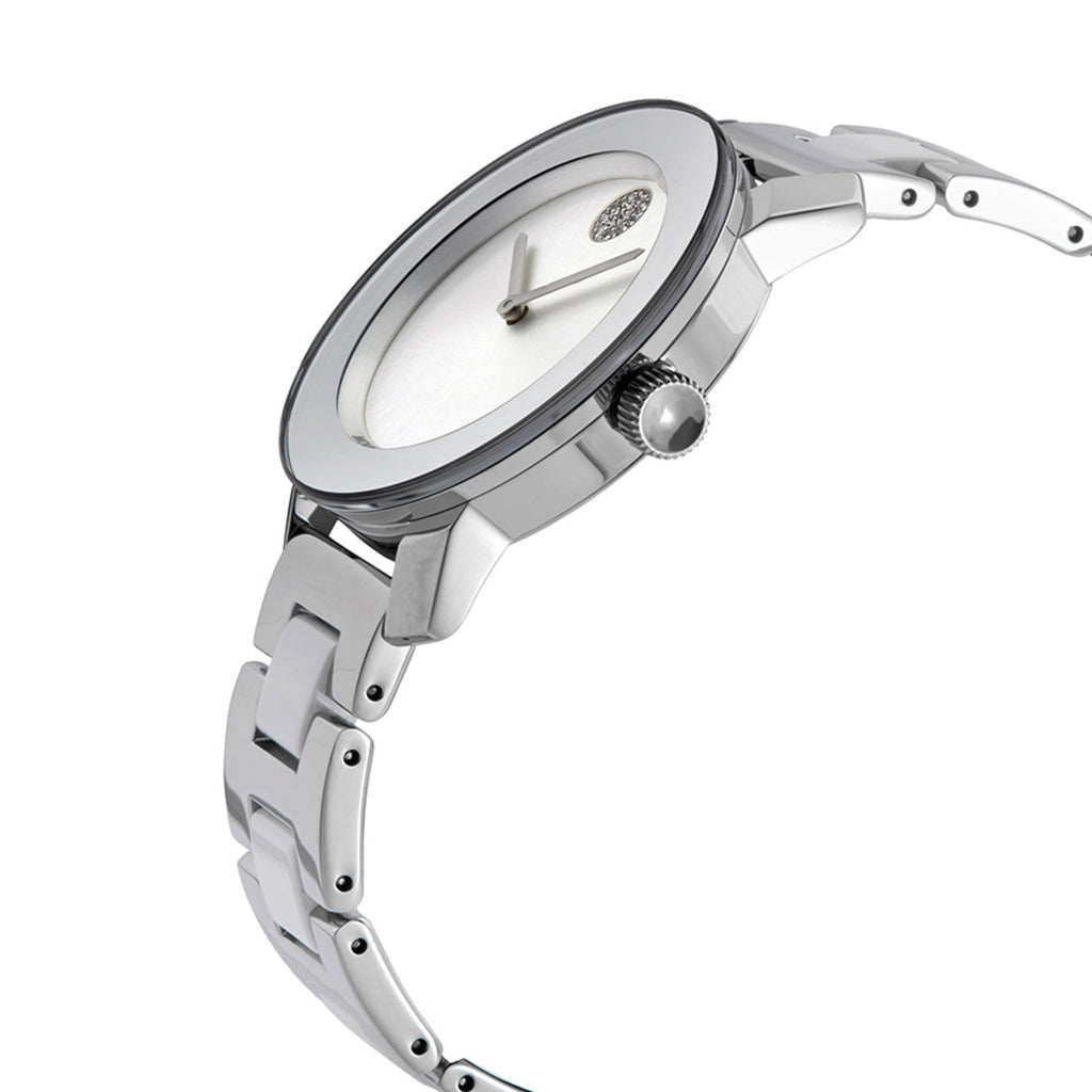 Movado Bold Ceramic Silver Dial Silver Steel Strap Watch for Women - 3600638 Buy Now By Movado