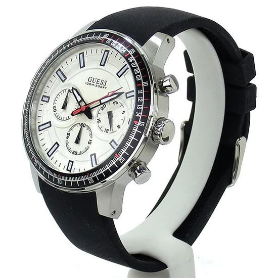 Guess Fuel Multifunction White Dial Black Rubber Strap Watch for Men - W0802G1 Buy Now By Guess