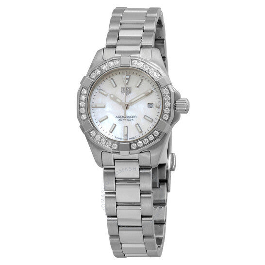 Tag Heuer Aquaracer Diamonds Mother of Pearl White Dial Silver Steel Strap Watch for Women - WBD1413.BA0741 Buy Now By Tag Heuer
