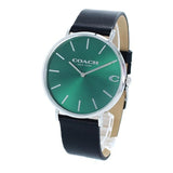 Coach Charles Green Dial Black Leather Strap Watch for Men - 14602436 Buy Now By Coach