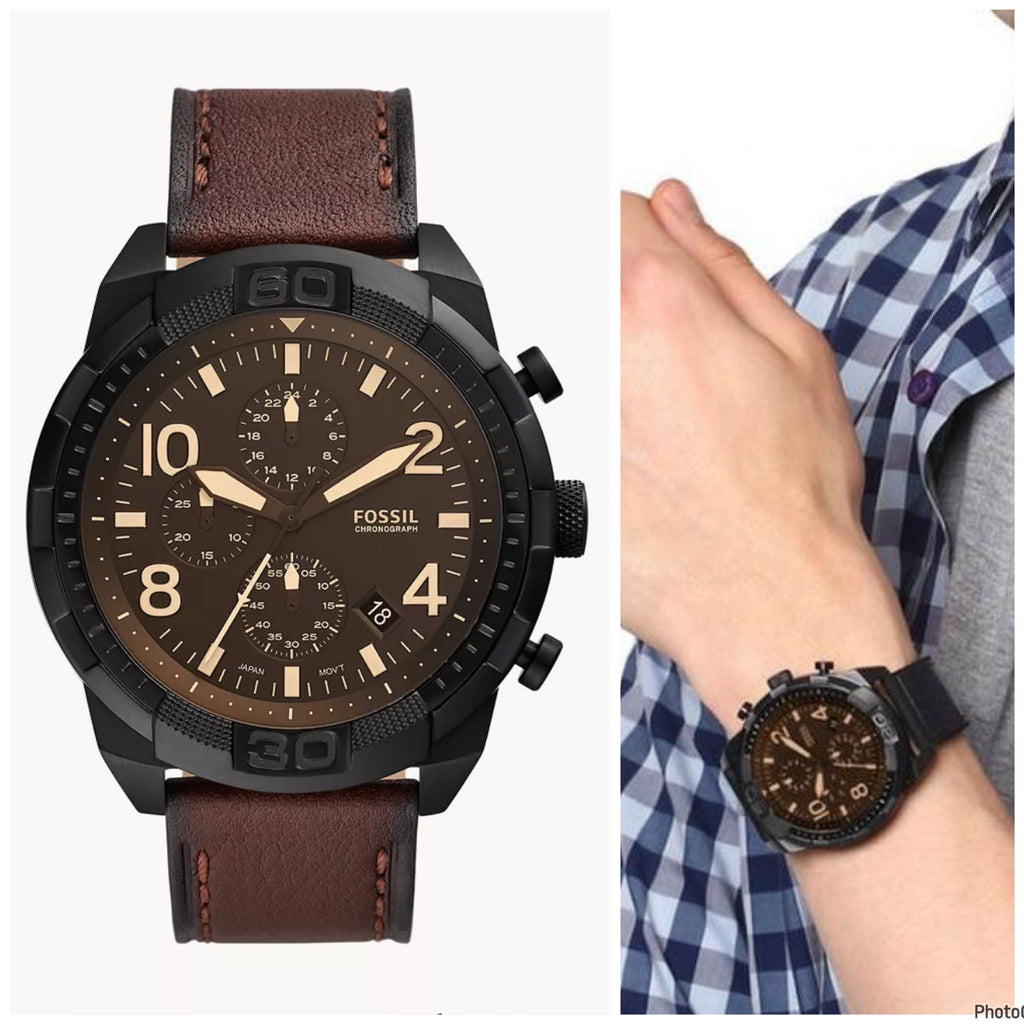 Fossil Bronson Chronograph Brown Dial Brown Leather Strap Watch for Men - FS5875 Buy Now By Fossil