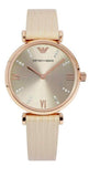 Emporio Armani Gianni T Bar Gunmetal Dial Beige Leather Strap Watch For Women - AR1681 Buy Now By Emporio Armani