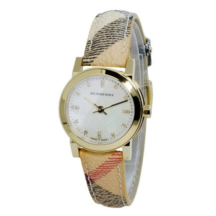 Burberry The City Diamonds Mother of Pearl Dial Brown Leather Strap Watch for Women - BU9226 Buy Now By Burberry