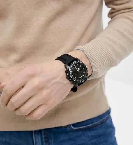 Guess Commander Black Dial Black Rubber Strap Watch for Men - GW0211G3 Buy Now By Guess