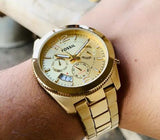 Fossil Boyfriend Gold Dial Gold Steel Strap Watch for Women - ES3884 Buy Now By Fossil