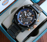 Fossil Modern Machine Chronograph Black Dial Blue Leather Strap Watch for Men - FS5066 Buy Now By Fossil