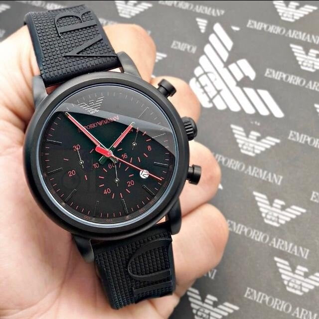 Emporio Armani Luigi Chronograph Black Dial Black Rubber Strap Watch For Men - AR11024 Buy Now By Emporio Armani