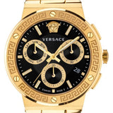 Versace Greca Chronograph Black Dial Gold Steel Strap Watch For Men - VEZ900421 Buy Now By Versace