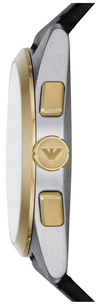 Emporio Armani Claudio Chronograph Silver Dial Black Leather Strap Watch For Men - AR11498 Buy Now By Emporio Armani