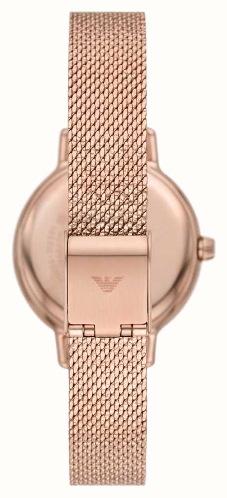 Emporio Armani Gianni T Bar Silver Dial Rose Gold Mesh Bracelet Watch For Women - AR1956 Buy Now By Emporio Armani
