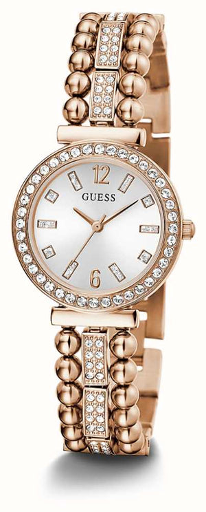 Guess Gala Diamonds Silver Dial Gold Steel Strap Watch for Women - GW0401L3 Buy Now By Guess