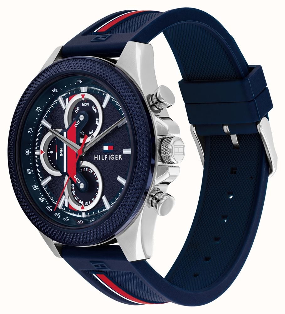 Tommy Hilfiger Clark Chronograph Blue Dial Black Leather Strap Watch For Men - 1792083 Buy Now By Tommy Hilfiger