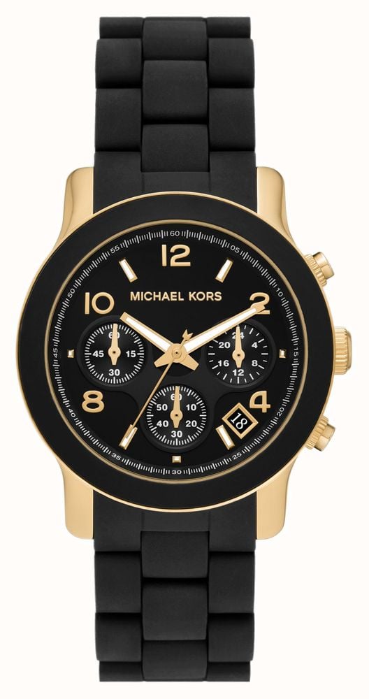 Michael Kors Runway Chronograph Black Dial Black Silicone Strap Watch For Women - MK7385 Buy Now By Michael Kors