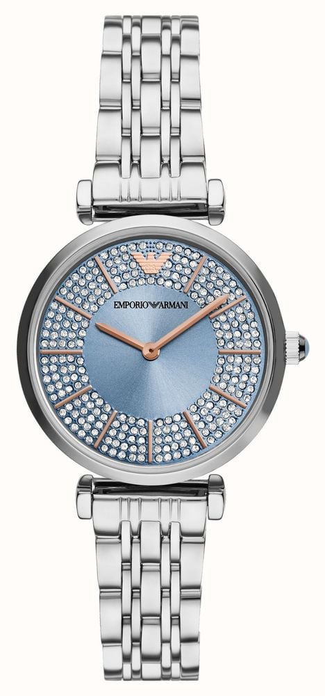 Emporio Armani Gianni T-Bar Quartz Blue Dial Silver Steel Strap Watch For Women - AR11594 Buy Now By Emporio Armani