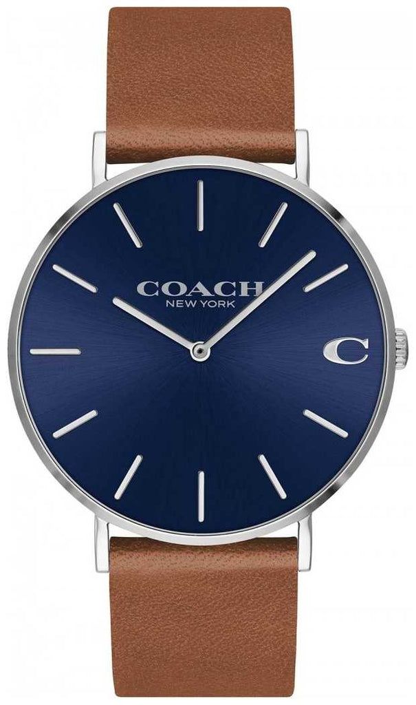 Coach Charles Blue Dial Brown Leather Strap Watch for Men - 14602151 Buy Now By Coach