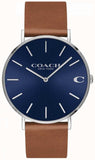 Coach Charles Blue Dial Brown Leather Strap Watch for Men - 14602151 Buy Now By Coach