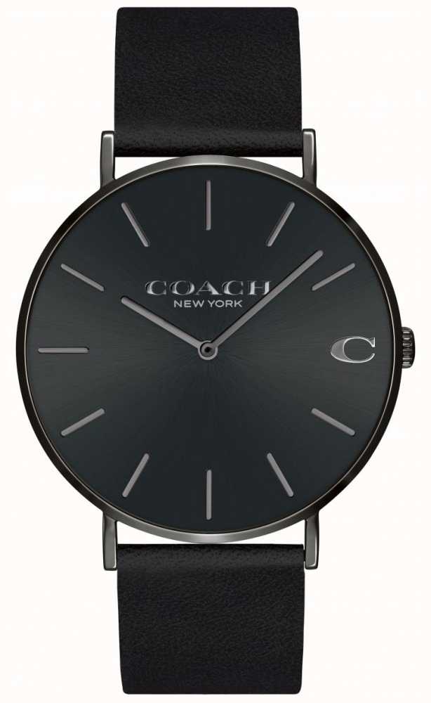 Coach Charles Black Dial Black Leather Strap Watch for Men - 14602434 Buy Now By Coach