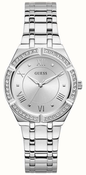 Guess Cosmo Diamonds Silver Dial Silver Steel Strap Watch For Women - GW0033L1 Buy Now By Guess