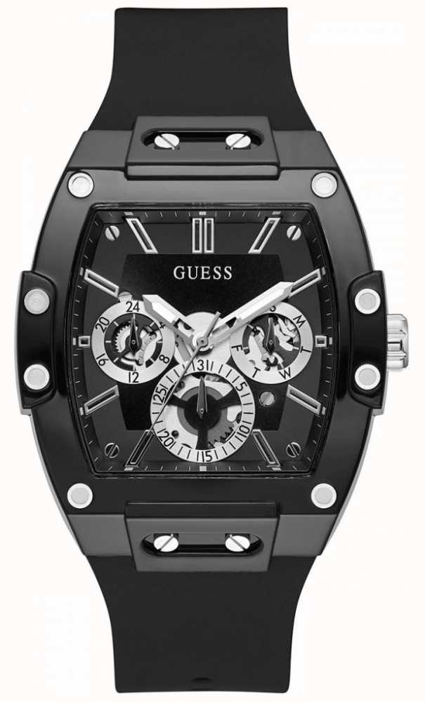 Guess Phoenix Multifunction Black Dial Black Rubber Strap Watch for Men - GW0203G3 Buy Now By Guess
