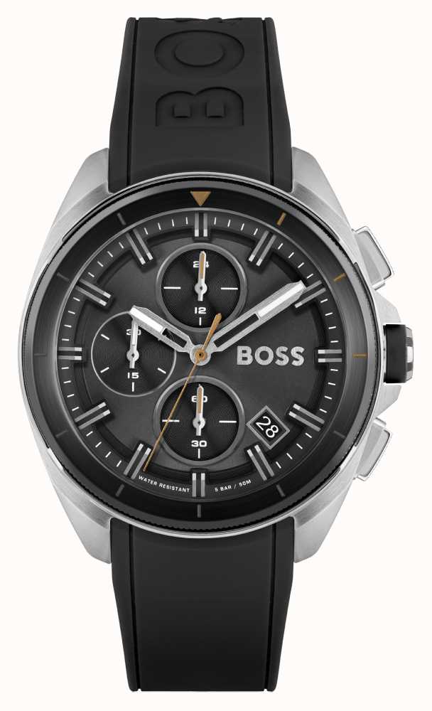 Hugo Boss Volane Grey Dial Black Silicone Strap Watch for Men - 1513953 Buy Now By Hugo Boss