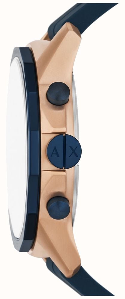 Armani Exchange Hampton Chronograph Rose Gold Dial Blue Silicone Strap Watch For Men - AX1730 Buy Now By Armani Exchange