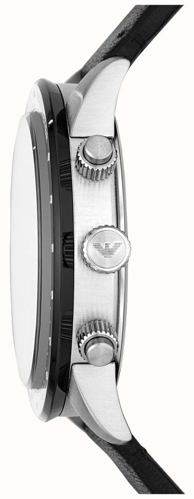 Emporio Armani Mario Chronograph Black Dial Black Leather Strap Watch For Men - AR11243 Buy Now By Emporio Armani