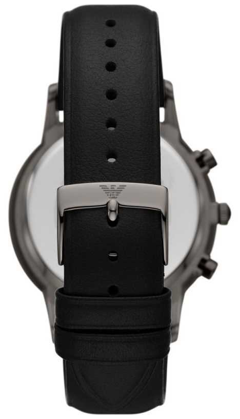 Emporio Armani Renato Chronograph Silver Dial Black Leather Strap Watch for Men - AR11473 Buy Now By Emporio Armani