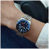 Seiko 5 Sports GMT SKX Automatic Blueberry Dial Silver Steel Strap Watch For Men - SSK003K1 Buy Now By Seiko
