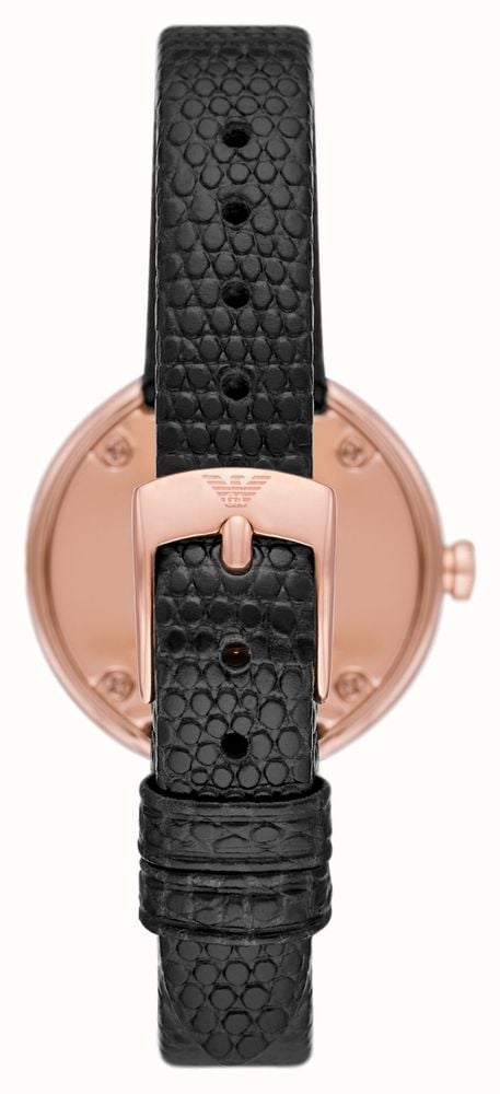 Emporio Armani Rosa Two Hand Black Dial Black Leather Strap Watch For Women - AR11493 Buy Now By Emporio Armani