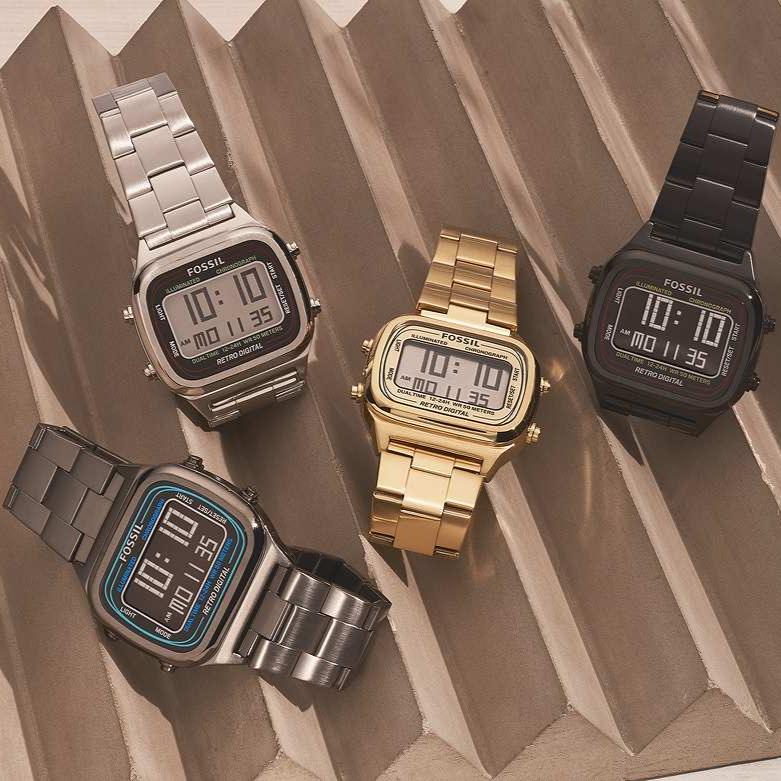 Fossil Retro Digital Gold Dial Gold Steel Strap Watch for Men - FS5843 Buy Now By Fossil