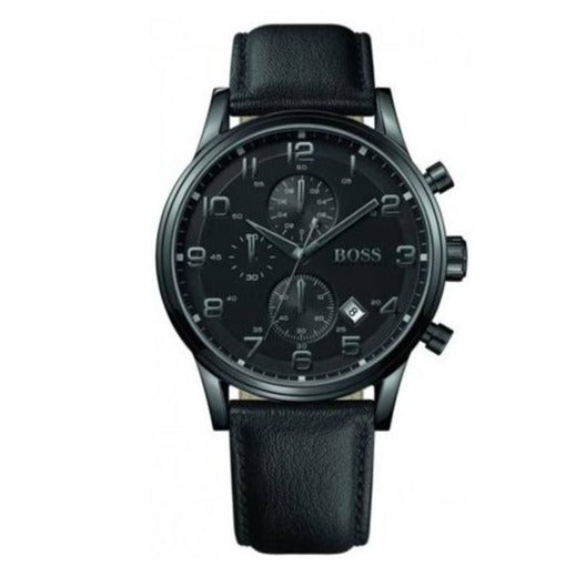 Hugo Boss Blackout Chronograph Black Dial Black Leather Strap Watch For Men - HB1512567 Buy Now By Hugo Boss