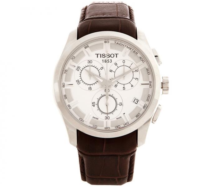 Tissot Couturier Chronograph White Dial Brown Leather Strap Watch For Men - T035.617.16.031.00 Buy Now By Tissot