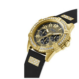 Guess Frontier Crystals Black Dial Black Silicone Strap Watch For Men - W1132G1 Buy Now By Guess